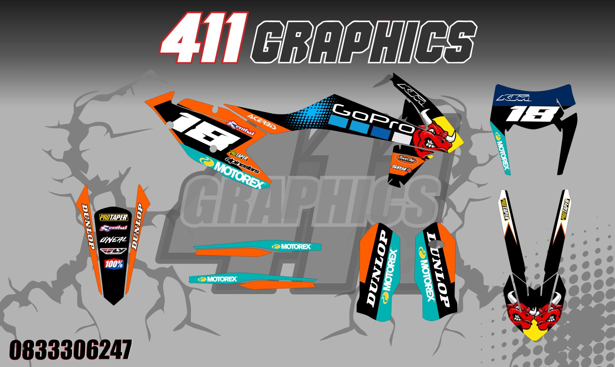 KTM 70 STICKER KIT-411GRAPHICS